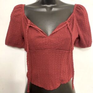 MAROON/BURGUNDY CROP TOP SIZE EXTRA SMALL